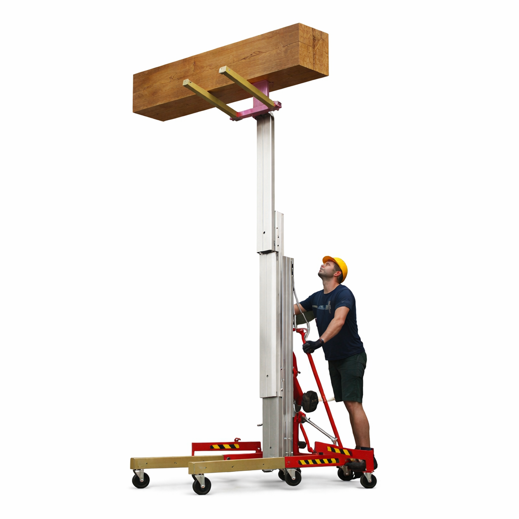 sollevatore manuale toro con forche per installazioni travi